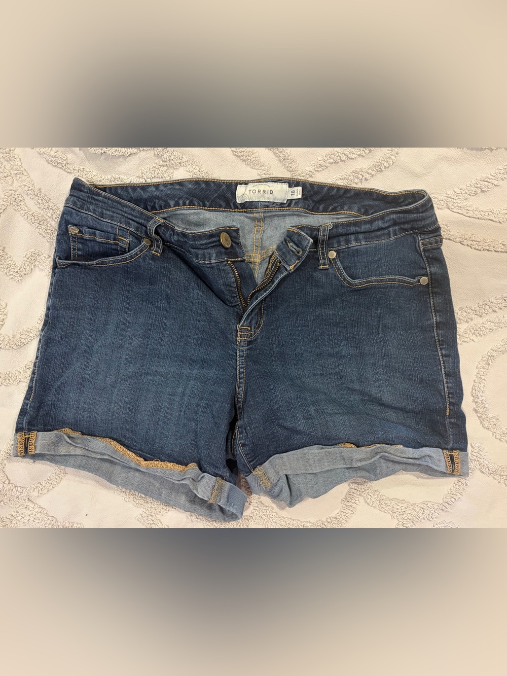 torrid Indigo Rolled-Hem Boyfriend Denim Shorts
